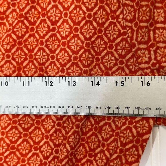 Lauren Ralph Lauren Orange Red Boho Tunic Top Belted 3/4 Sleeve Cottagecore L - Picture 3 of 6